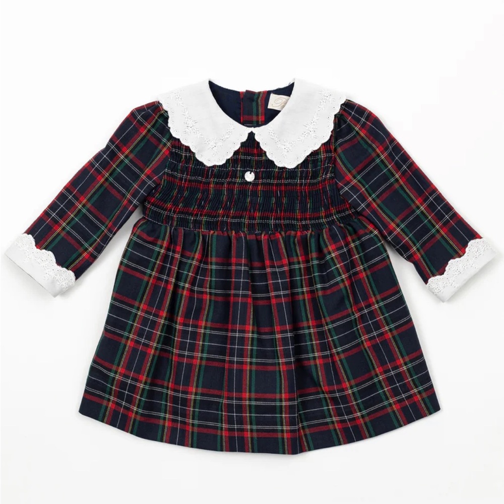 Purete Du Bebe “Isadora” Navy Tartan Dress